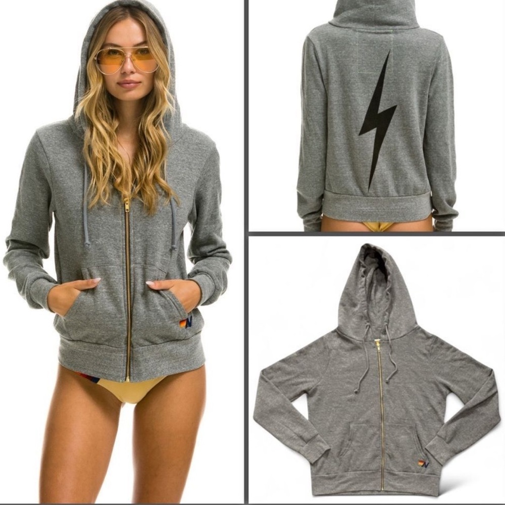 Aviator Nation Bolt Zip Hoodie Size Large